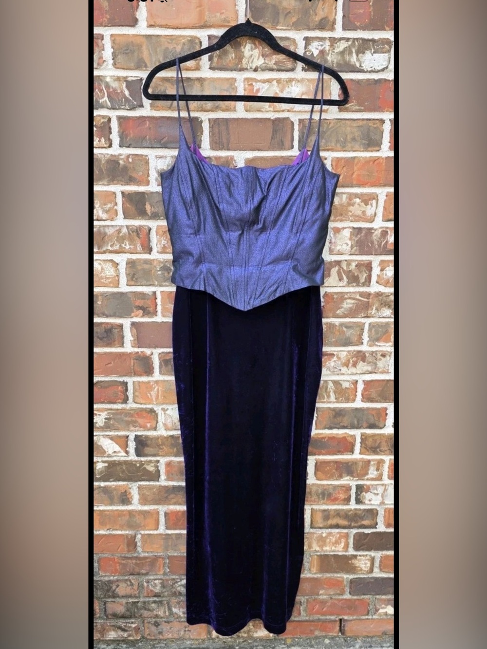 Y2K Purple Velvet Slip Dress Shimmer Corset Top Dark Academia Goth Glam Sz M